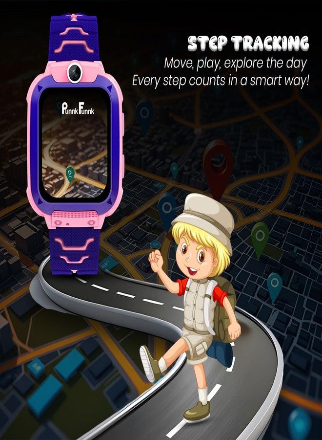PunnkFunnk Q18 Kids Smart Watch, 2G/3G Connectivity, Two-Way Calling, Voice Calling, GPS Tracker, SOS Function, Camera & Water Rasistence, Smartwatch for Kids - Boys & Girls - (Pink) - Image 4